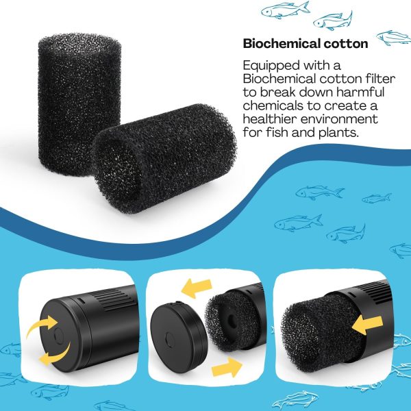 Flexzion Aquarium U-V Filter - 4-in-1 198 Gallon Fish Tank U-V Light, Submersible Canister Aquarium Filter Pump & U-V Light for Algae Control, Suitable for Fresh and Saltwater Turtle Tank - Image 8