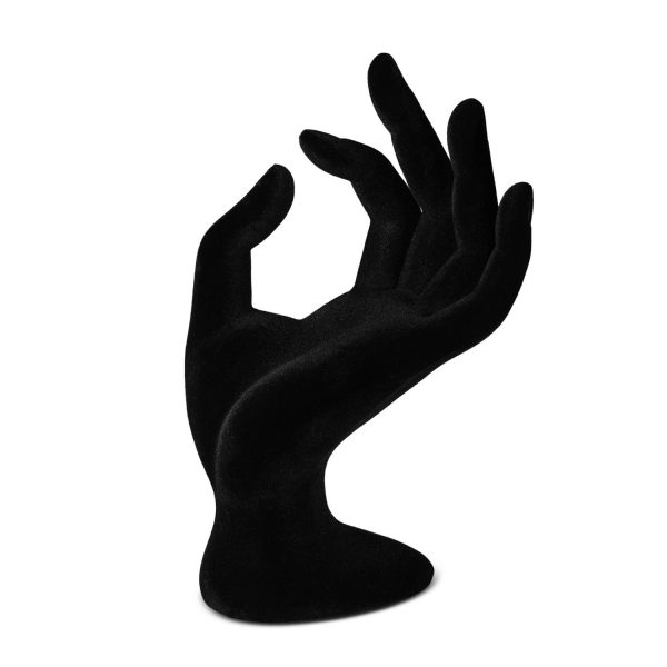 Flexzion Hand Jewelry Holder Female Mannequin Hands Holder for Bracelet, Watch, Hand Ring Holder for Jewelry, Mannequin Arm Form Model, Hand Stand Display, Velvet Hand Mannequin, Black Velvet - Image 2