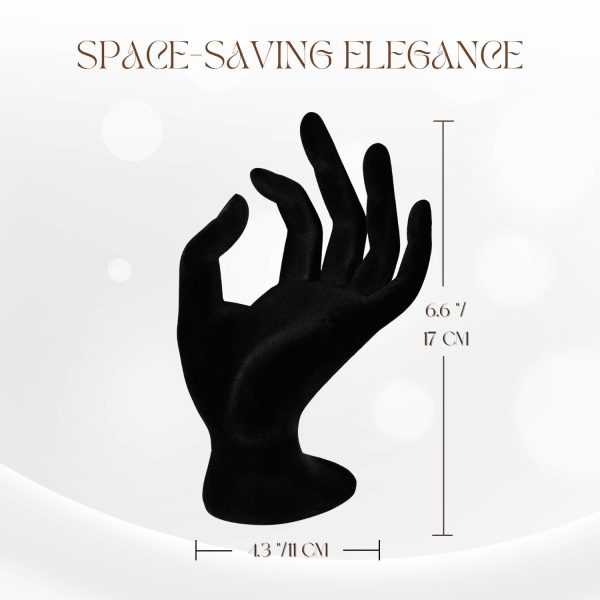 Flexzion Hand Jewelry Holder Female Mannequin Hands Holder for Bracelet, Watch, Hand Ring Holder for Jewelry, Mannequin Arm Form Model, Hand Stand Display, Velvet Hand Mannequin, Black Velvet - Image 7
