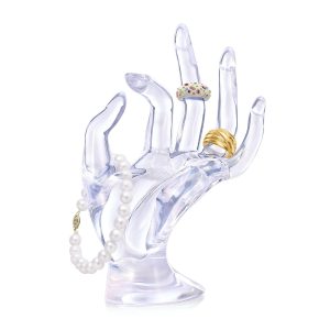 Flexzion Hand Jewelry Holder Female Mannequin Hands Holder for Bracelet, Watch, Hand Ring Holder for Jewelry, Mannequin Arm Form Model, Hand Stand Display, Polyresin Hand Mannequin, Transparent