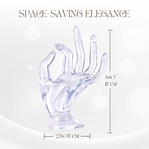 Flexzion Hand Jewelry Holder Female Mannequin Hands Holder for Bracelet, Watch, Hand Ring Holder for Jewelry, Mannequin Arm Form Model, Hand Stand Display, Polyresin Hand Mannequin, Transparent - Image 7