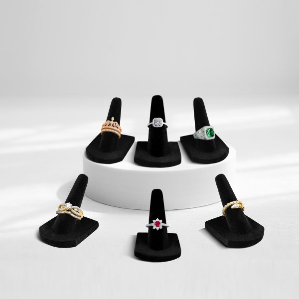 Flexzion Ring Display Finger Shaped Velvet Single Ring Holder, Ring Displays for Selling or Personal Use, Ring Stand for Jewelry, Prong Ring, Championship Ring, and More, 6 Pack, Black - Image 5