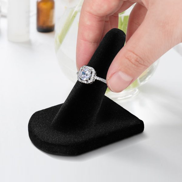 Flexzion Ring Display Finger Shaped Velvet Single Ring Holder, Ring Displays for Selling or Personal Use, Ring Stand for Jewelry, Prong Ring, Championship Ring, and More, 6 Pack, Black - Image 6