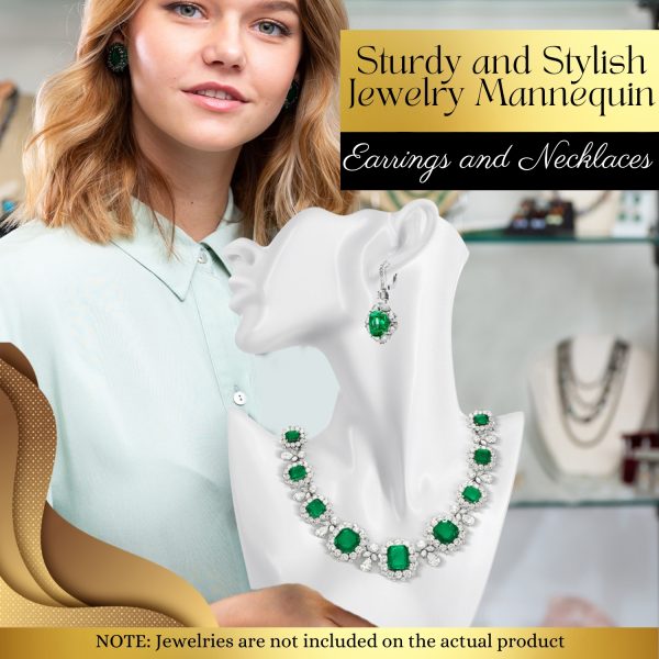 Flexzion Jewelry Bust Display Stand - White Resin Mannequin Earring Stand for Selling & Displaying - Necklace Bust Display Holder for Show, Boutique, Small Business & Retail - Image 3