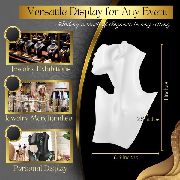 Flexzion Jewelry Bust Display Stand - White Resin Mannequin Earring Stand for Selling & Displaying - Necklace Bust Display Holder for Show, Boutique, Small Business & Retail - Image 6