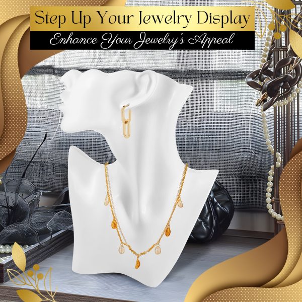 Flexzion Jewelry Bust Display Stand - White Resin Mannequin Earring Stand for Selling & Displaying - Necklace Bust Display Holder for Show, Boutique, Small Business & Retail - Image 7