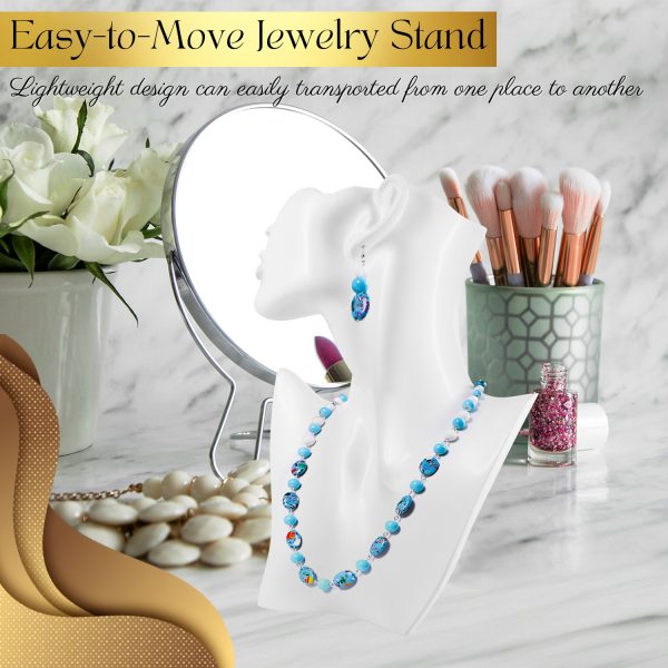 Flexzion Jewelry Bust Display Stand - White Resin Mannequin Earring Stand for Selling & Displaying - Necklace Bust Display Holder for Show, Boutique, Small Business & Retail - Image 8