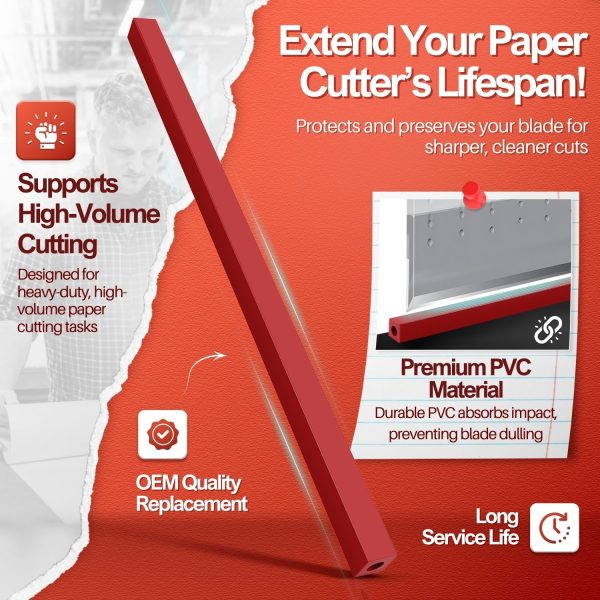 Flexzion 17" A3 Cutting Stick Replacement, Stack Paper Cutter Trimmer Blade Rubber Pad for Heavy Duty Professional Industrial Guillotine Stack Desktop, 17 inch Trimming Machine Accessories Parts - Image 3