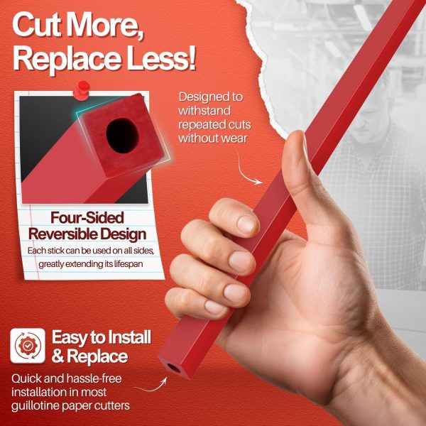 Flexzion 17" A3 Cutting Stick Replacement, Stack Paper Cutter Trimmer Blade Rubber Pad for Heavy Duty Professional Industrial Guillotine Stack Desktop, 17 inch Trimming Machine Accessories Parts - Image 4
