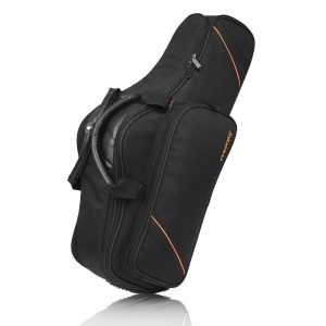 Flexzion Alto Saxophone Case – Black, Oxford Cloth, 20mm Padded Alto Sax Case with Double Zipper - Dual Carry Design - Padded Double Shoulder Straps - Lightweight Saxophone Gig Bag for Student Commute