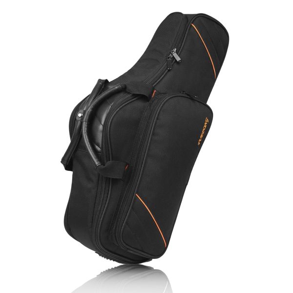 Flexzion Alto Saxophone Case – Black, Oxford Cloth, 20mm Padded Alto Sax Case with Double Zipper - Dual Carry Design - Padded Double Shoulder Straps - Lightweight Saxophone Gig Bag for Student Commute