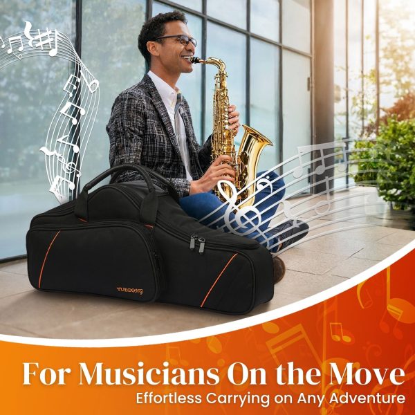 Flexzion Alto Saxophone Case – Black, Oxford Cloth, 20mm Padded Alto Sax Case with Double Zipper - Dual Carry Design - Padded Double Shoulder Straps - Lightweight Saxophone Gig Bag for Student Commute - Image 6