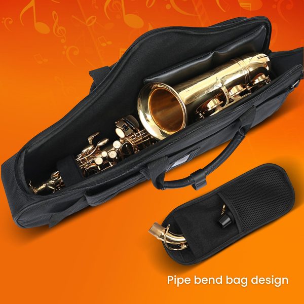 Flexzion Alto Saxophone Case – Black, Oxford Cloth, 20mm Padded Alto Sax Case with Double Zipper - Dual Carry Design - Padded Double Shoulder Straps - Lightweight Saxophone Gig Bag for Student Commute - Image 9