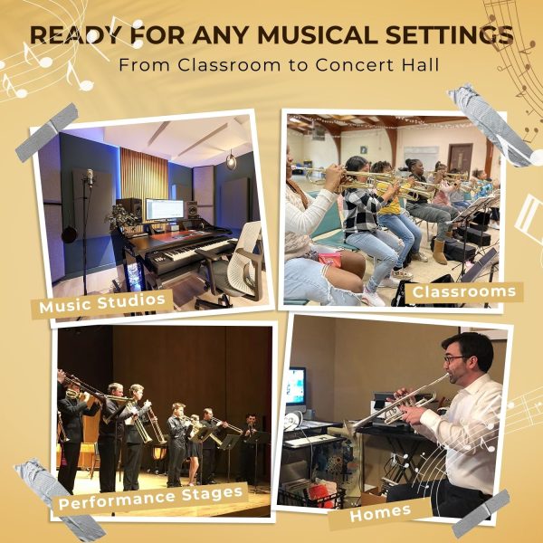 Flexzion Trumpet Stand Holder Portable - 5 Metal Leg Foldable Compact Tripod Display Stand with Anti-Scratch Felt Pads, Stable Support Musical Accessories for 4.5" Standard Bell Size, Brass Band - Image 7
