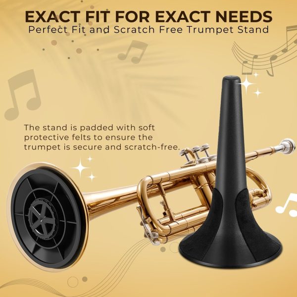 Flexzion Trumpet Stand Holder Portable - 5 Metal Leg Foldable Compact Tripod Display Stand with Anti-Scratch Felt Pads, Stable Support Musical Accessories for 4.5" Standard Bell Size, Brass Band - Image 9