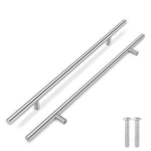 Flexzion 1 Pack Kitchen Cabinet Handles Silver Drawer Pulls 20 inch, 12.5 inch Hole Center, Stainless Steel T Bar with Satin Brushed Nickel, Hardware for Kitchen Cupboard Door Bathroom Furniture
