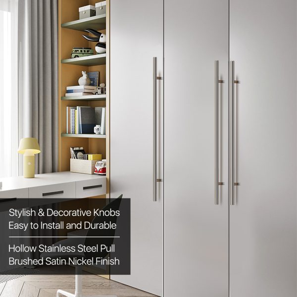 Flexzion 1 Pack Kitchen Cabinet Handles Silver Drawer Pulls 20 inch, 12.5 inch Hole Center, Stainless Steel T Bar with Satin Brushed Nickel, Hardware for Kitchen Cupboard Door Bathroom Furniture - Image 4