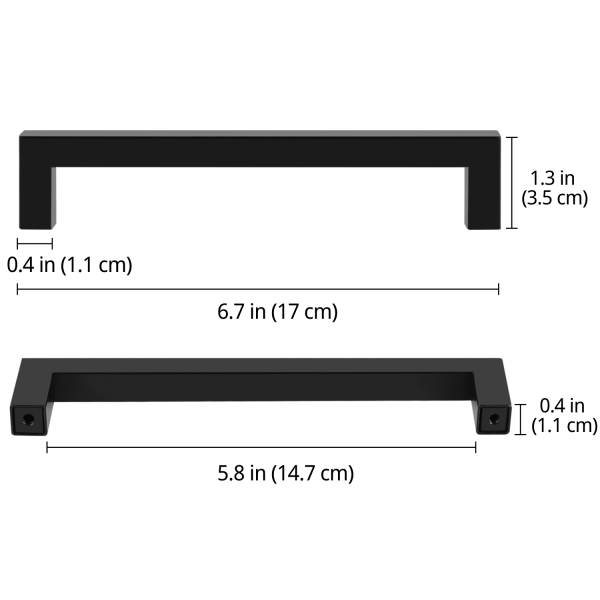 Flexzion Cabinet Handles Black Cabinet Pulls and Knobs, 6.25-Inch Modern Square Dresser Drawer Handles for Kitchen Cupboard, Bathroom, Vanity, Cabinet Drawer Door Hardware Replacement (5 Pack, Black) - Image 4