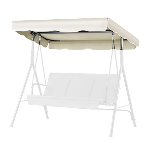 Flexzion Replacement Canopy For Outdoor Swing - 72" x 52" / 1.83m x 1.32m 2 Seat Bench Glider Swings Shade Fabric UV Weather Waterproof For Outdoor Garden Patio Yard Park Porch Seat Furniture, White