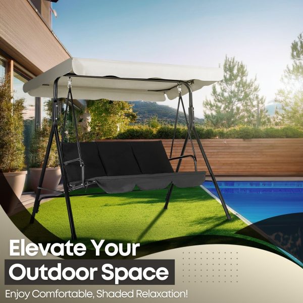 Flexzion Replacement Canopy For Outdoor Swing - 72" x 52" / 1.83m x 1.32m 2 Seat Bench Glider Swings Shade Fabric UV Weather Waterproof For Outdoor Garden Patio Yard Park Porch Seat Furniture, White - Image 2