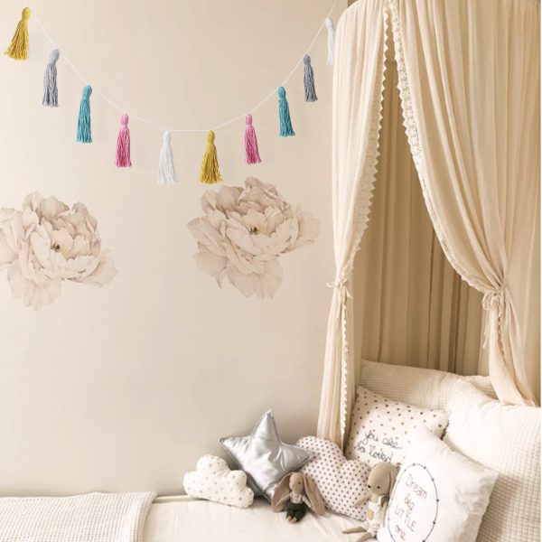Flexzion Tassel Garland Macrame Pastel Banner Colorful Party Backdrop 2 Pack Cute Wall Hangings Drape Boho Decorations for Nursery Kids Living Room Bedroom Baby Shower Birthday Party Bunk Beds Decor - Image 5