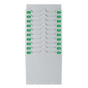 Flexzion Time Card Holder Wall Mount Expandable Time Clock Rack Double Row 20 Slot Rack Card Holder for 7 x 3.46-Inch Timesheets for Attendance Payroll Employee Assignment In Out Timecard Rack, Gray