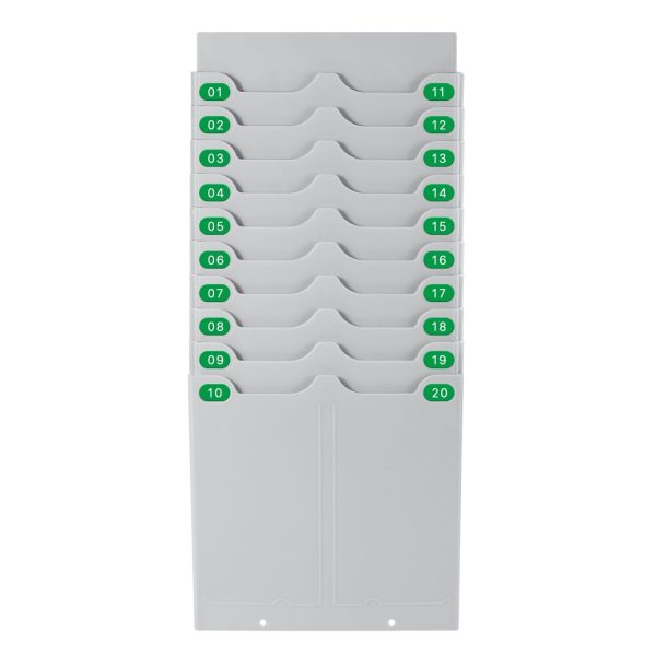 Flexzion Time Card Holder Wall Mount Expandable Time Clock Rack Double Row 20 Slot Rack Card Holder for 7 x 3.46-Inch Timesheets for Attendance Payroll Employee Assignment In Out Timecard Rack, Gray