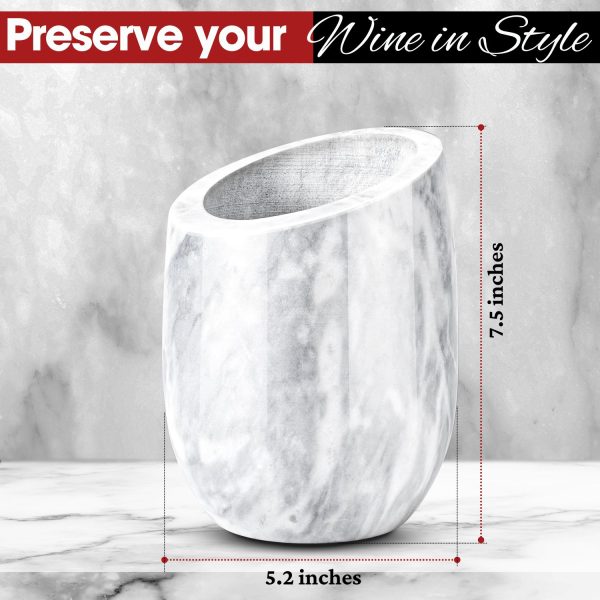 Flexzion Marble Wine Chillers for Bottles - Champagne Cooler, Wine Chiller Bucket & Kitchen Marble Utensil Holder - 750ml Stone Wine Bottle Chiller for Party, Bar, Home Decor, White - Image 6