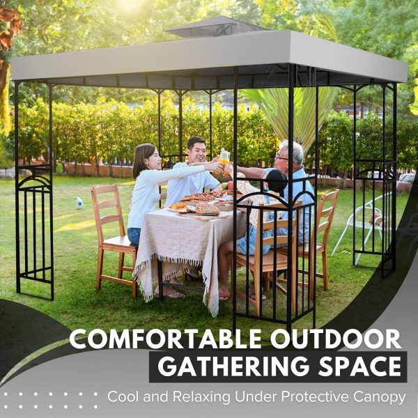 Flexzion Gazebo Cover Replacement Canopy Top 12x12 Ft (3.6m x 3.6m) - Double Tier Top Canopy Cover Replacement with UV30+, Dirt, Water Resistant for Outdoor, Sunshade, Garden, Patio, Pavilion (Gray) - Image 8