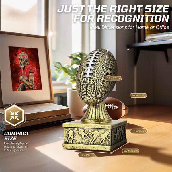 Flexzion Fantasy Football Trophy - 7 Inch Gold Premier League Trophy Inspired Recognition Award with Champion Shield - Celebrate Victory & Inspire Excellence on the Gridiron - Image 4