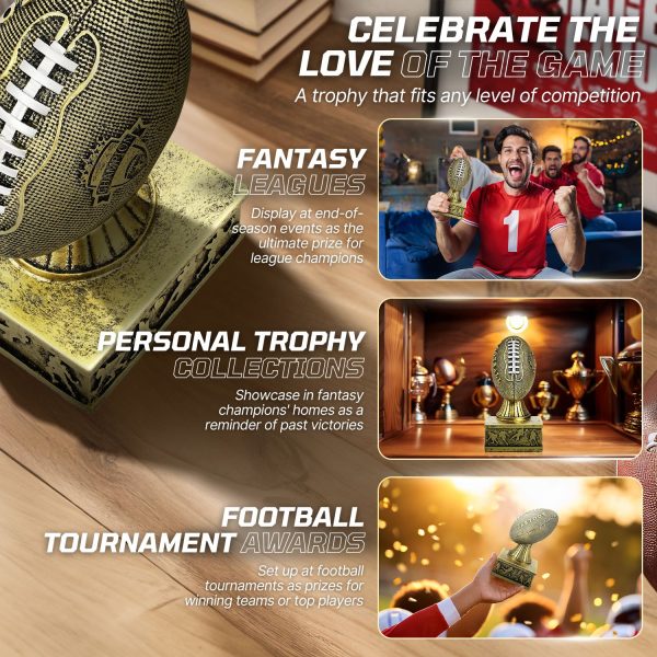 Flexzion Fantasy Football Trophy - 7 Inch Gold Premier League Trophy Inspired Recognition Award with Champion Shield - Celebrate Victory & Inspire Excellence on the Gridiron - Image 6