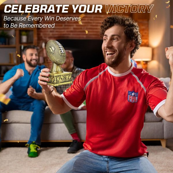 Flexzion Fantasy Football Trophy - 7 Inch Gold Premier League Trophy Inspired Recognition Award with Champion Shield - Celebrate Victory & Inspire Excellence on the Gridiron - Image 7