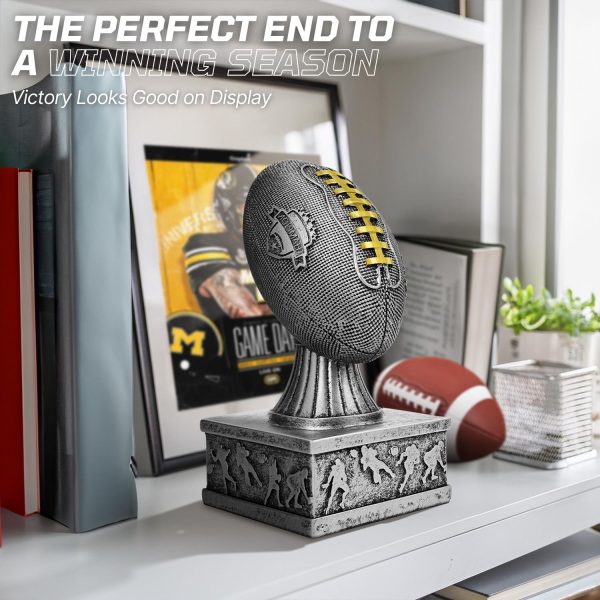 Flexzion Fantasy Football Trophy - 7 Inch Silver Premier League Trophy Inspired Recognition Award with Champion Shield - Celebrate Victory & Inspire Excellence on the Gridiron - Image 2
