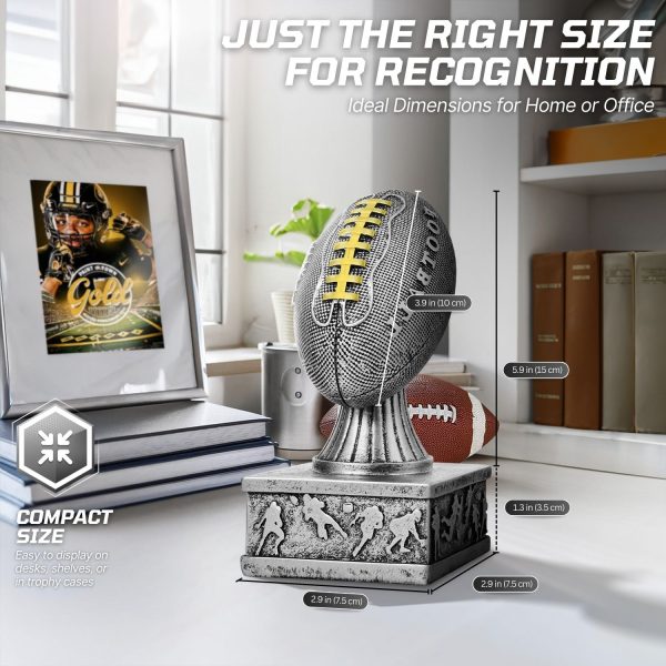Flexzion Fantasy Football Trophy - 7 Inch Silver Premier League Trophy Inspired Recognition Award with Champion Shield - Celebrate Victory & Inspire Excellence on the Gridiron - Image 4