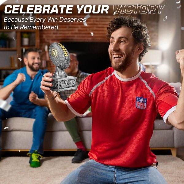 Flexzion Fantasy Football Trophy - 7 Inch Silver Premier League Trophy Inspired Recognition Award with Champion Shield - Celebrate Victory & Inspire Excellence on the Gridiron - Image 7