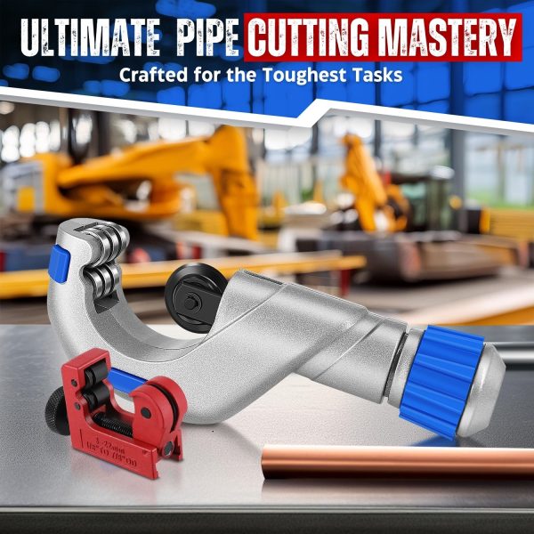 Flexzion Copper Pipe Cutter Tool 1/4" to 2" with Mini Tube Cutter 1/8" to 7/8" - Easy to Use Tubing Cutter Set for Copper, PVC, Aluminum, Brass, Stainless Steel Pipes, & DIY Home Repairs - Image 2