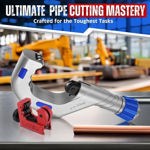 Flexzion Copper Pipe Cutter Tool 1/4" to 2 3/4" with Mini Tube Cutter 1/8" to 7/8" - Easy to Use Tubing Cutter Set for Copper, PVC, Aluminum, Brass, Stainless Steel Pipes, & DIY Home Repairs - Image 2