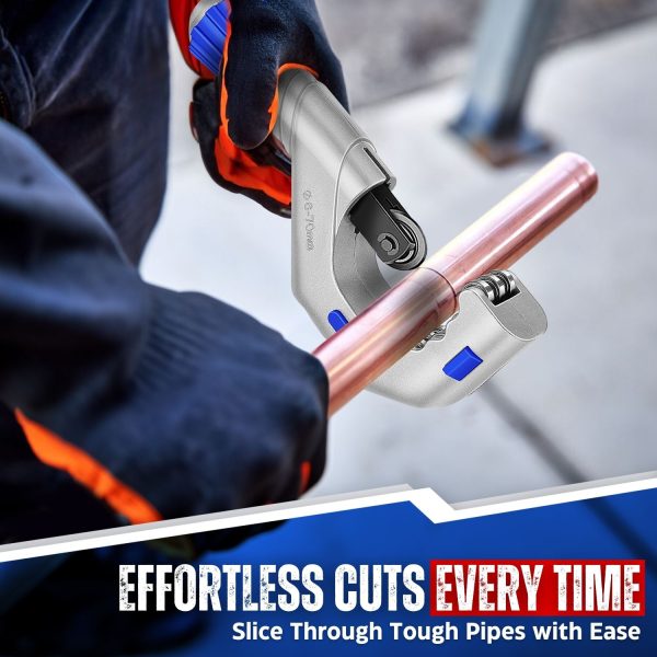 Flexzion Copper Pipe Cutter Tool 1/4" to 2 3/4" with Mini Tube Cutter 1/8" to 7/8" - Easy to Use Tubing Cutter Set for Copper, PVC, Aluminum, Brass, Stainless Steel Pipes, & DIY Home Repairs - Image 3