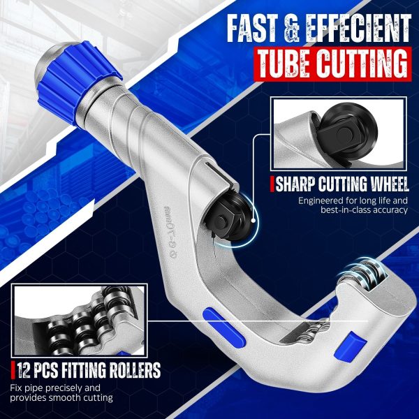 Flexzion Copper Pipe Cutter Tool 1/4" to 2 3/4" with Mini Tube Cutter 1/8" to 7/8" - Easy to Use Tubing Cutter Set for Copper, PVC, Aluminum, Brass, Stainless Steel Pipes, & DIY Home Repairs - Image 5