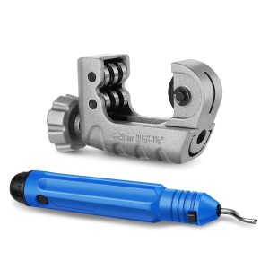 Flexzion Copper Pipe Cutter Tool 3/16" to 1-1/8" (4-28mm) -  Mini Tube Cutter with Deburring Tool for Copper, Brass, Aluminum, Stainless Steel – Mini Copper Cutter for Tight Spaces & Close Quarters