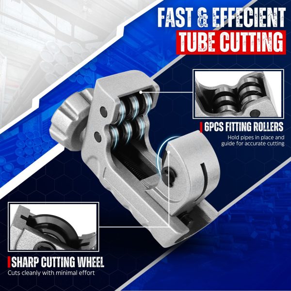 Flexzion Copper Pipe Cutter Tool 3/16" to 1-1/8" (4-28mm) -  Mini Tube Cutter with Deburring Tool for Copper, Brass, Aluminum, Stainless Steel – Mini Copper Cutter for Tight Spaces & Close Quarters - Image 5