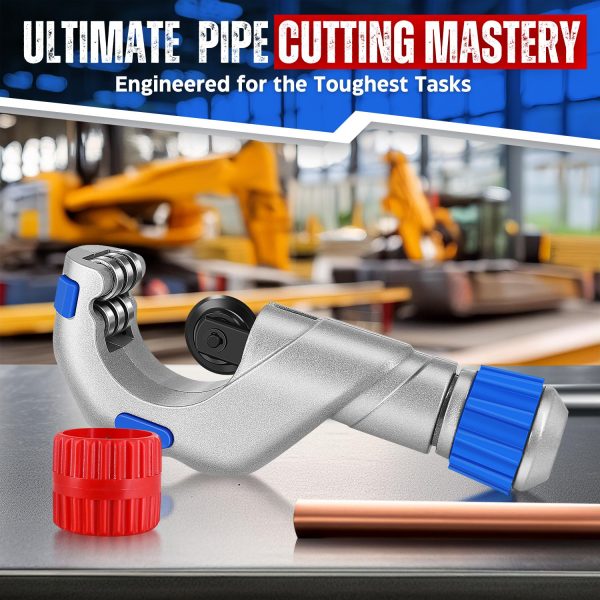 Flexzion Copper Pipe Cutter Tool (3/16" to 2" / 5–50mm) with Deburring Tool for Copper, Aluminum, Stainless Steel, PVC & More - Image 2