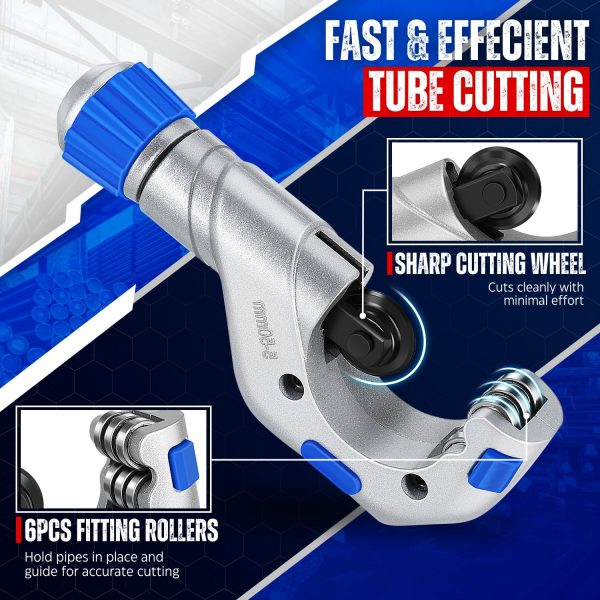 Flexzion Copper Pipe Cutter Tool (3/16" to 2" / 5–50mm) with Deburring Tool for Copper, Aluminum, Stainless Steel, PVC & More - Image 5