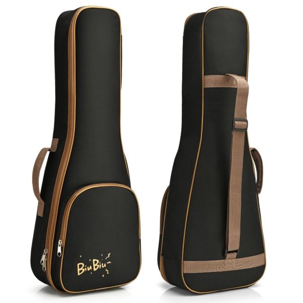 Flexzion Ukulele Case Bag - Ukulele 27 Inch Tenor Backpack Soft Case -  Waterproof Uke Gig Bag with Carrying Handle, Pocket & Adjustable Shoulder Strap, Black