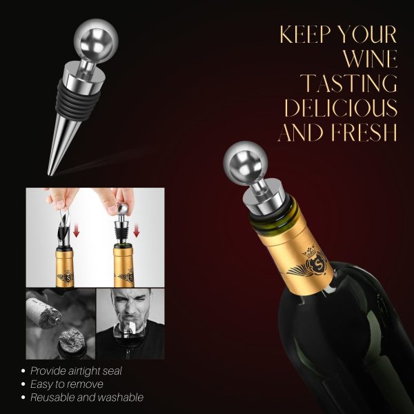 Flexzion Wine Opener Set  in Mahogany Wood Case - Wine Bottle Opener Gift Box with Wine Foil Cutter Tool, Stopper, Pourer, Drip Ring, & Lever-Action Corkscrew Wine Opener Manual for Wine Lovers - Image 7