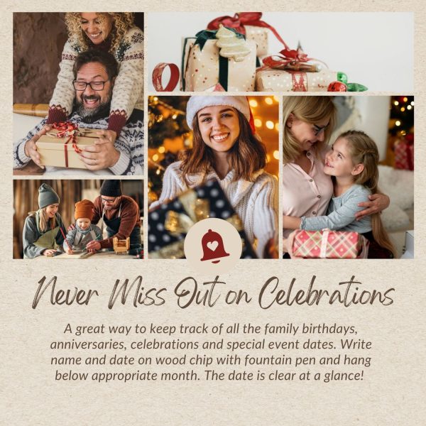 Flexzion Family Birthday Plaque with Tags DIY Wooden Birthday Calendar Wall Hanging Family Plaque Reminder 50 Tags (Round) Birthday Board Chips - Image 8