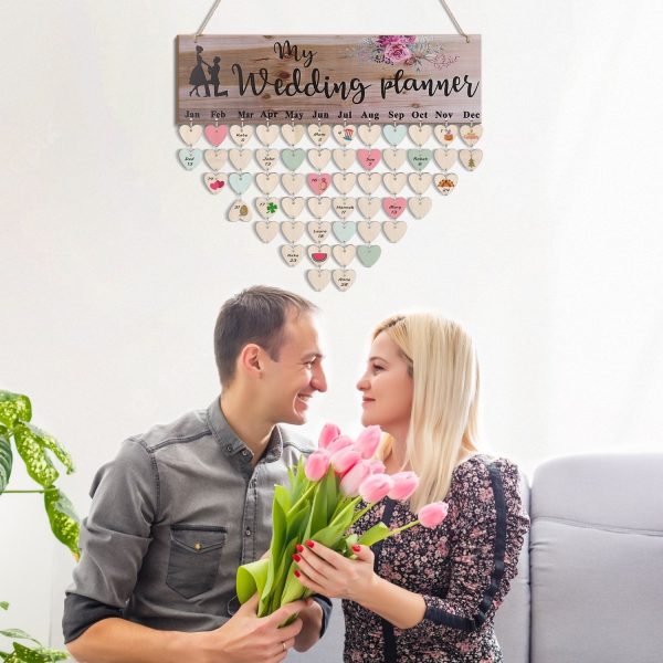 Flexzion Wedding Reminder Calendar Wooden Board Sign with 50 Tags – Birthday Dates Wall Decor, Wooden Calendar Wall Hanging, Family Birthday Plaque with Tags for Church, Engagement, Anniversary - Image 5