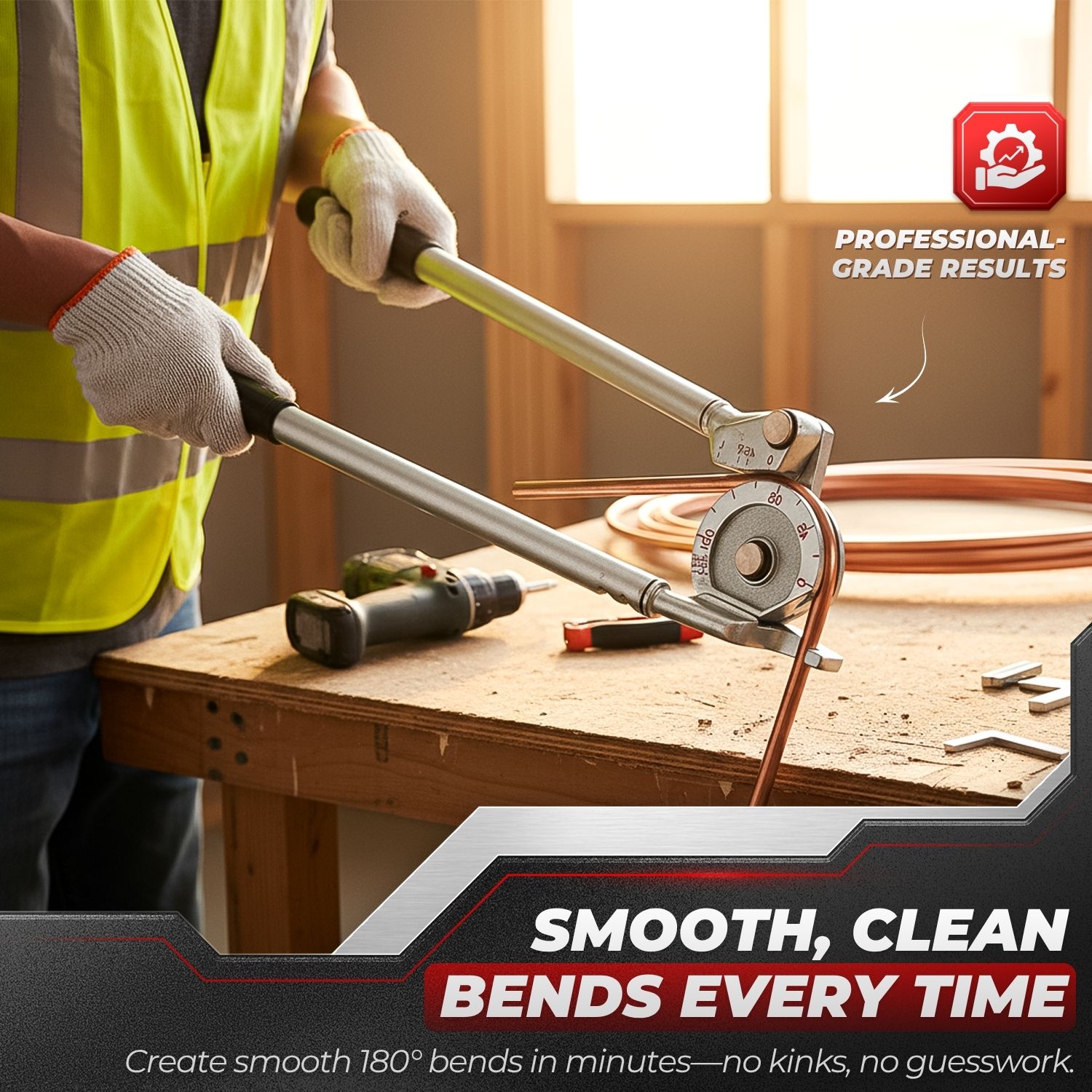 Flexzion Copper Tubing Bender - 1/2 Inch OD Manual Copper Pipe Bender with Wide Hook Grip up to 180-Degree HVAC Bending Tool for Soft Iron Pipe, Aluminum Tube, Stainless Steel Tube, and Refrigeration - Image 5